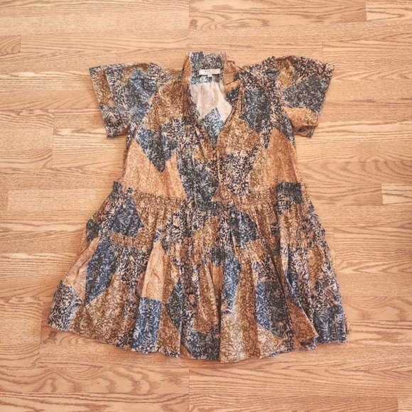 EUC HUNTER BELL Merritt Dress in Prairie Patchwork Multi, Size M